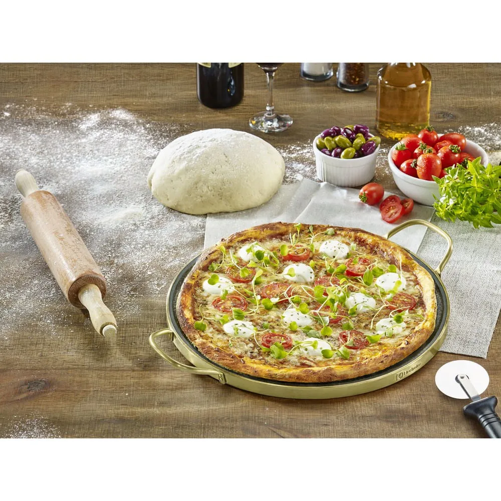 Kit Pedra para Pizza de Pedra Sabão com Alças de Cobre + Potes Herméticos Refratários com Tampa de Bambu Electrolux