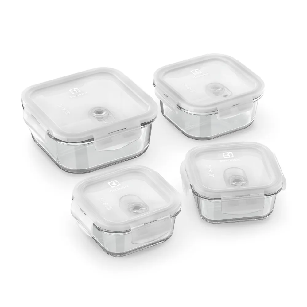 Potes Hérmeticos Electrolux de Vidro Quadrados 4 Unidades