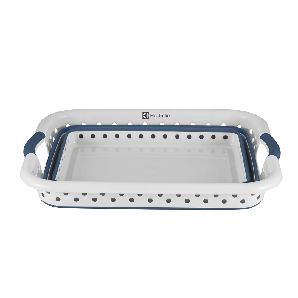 Cesto para Roupas Dobrável Electrolux 40 Litros Branco e Azul