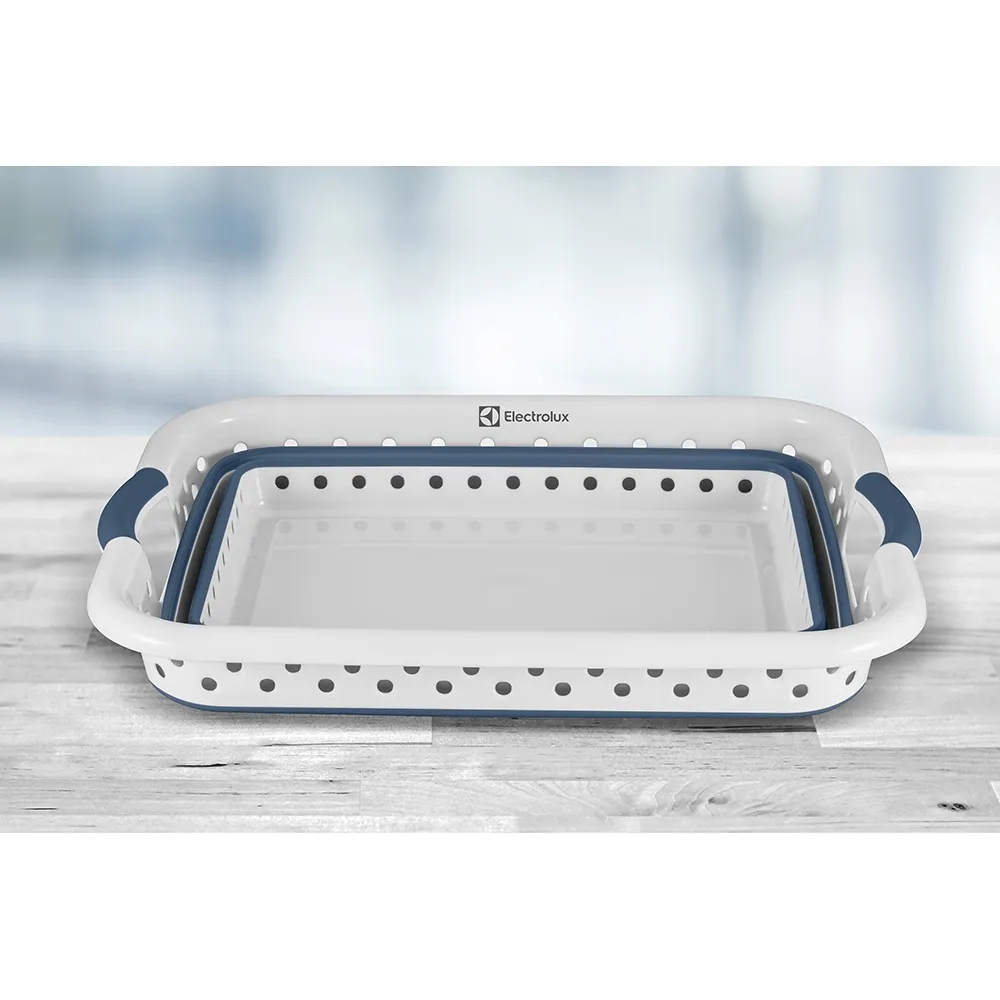 Cesto para Roupas Dobrável Electrolux 40 Litros Branco e Azul