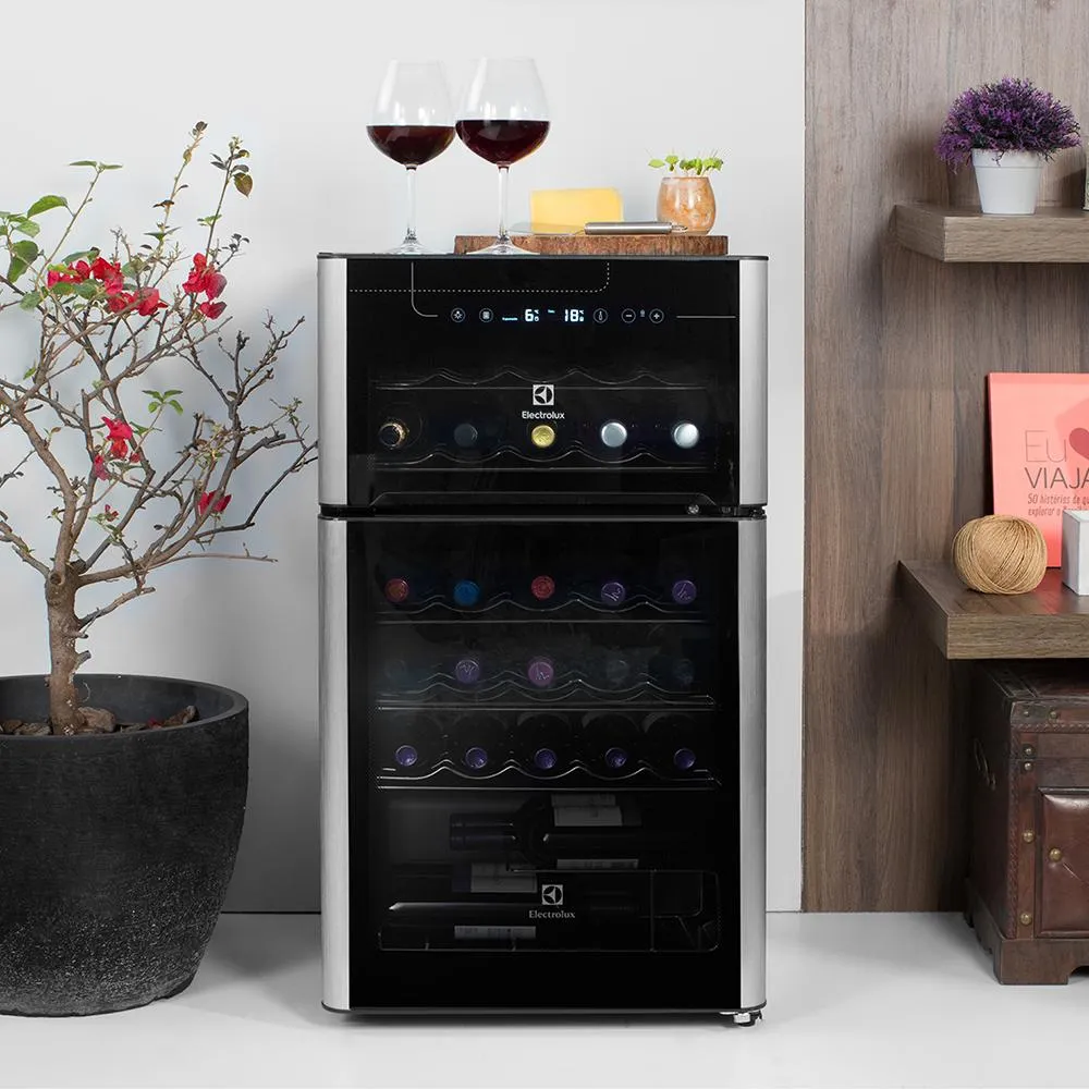 Adega Vinho Climatizada Electrolux 29 Garrafas 2 Portas Dual Zone e Acabamento Inox (ACD29)