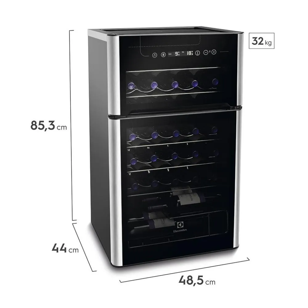 Adega Vinho Climatizada Electrolux 29 Garrafas 2 Portas Dual Zone e Acabamento Inox (ACD29)