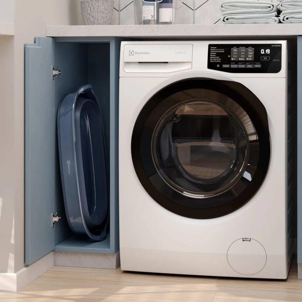 Cesto de Roupa Dobrável Electrolux 30L com Válvula de Água Azul
