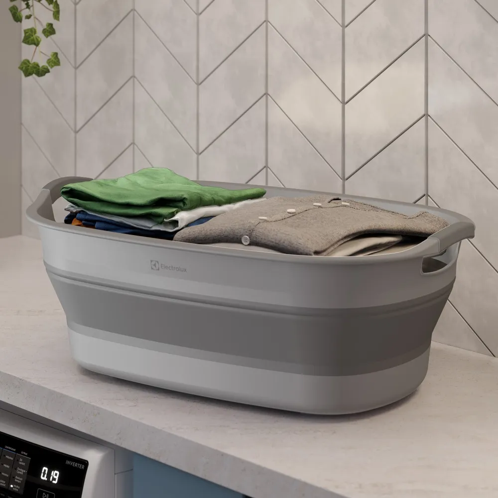 Cesto de Roupa Dobrável Electrolux 30L com Válvula de Água Cinza