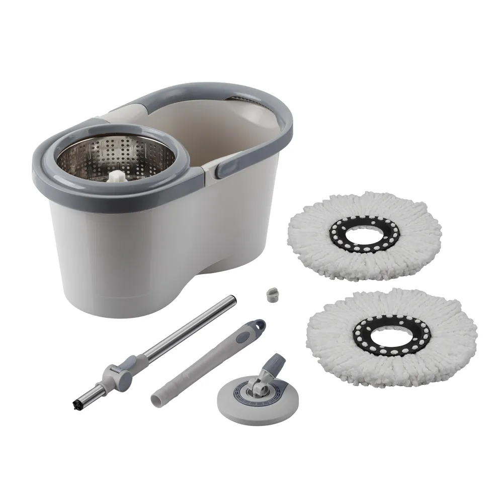 Mop Giratório Menalux com Cesto Inox e Refil Extra de Microfibra