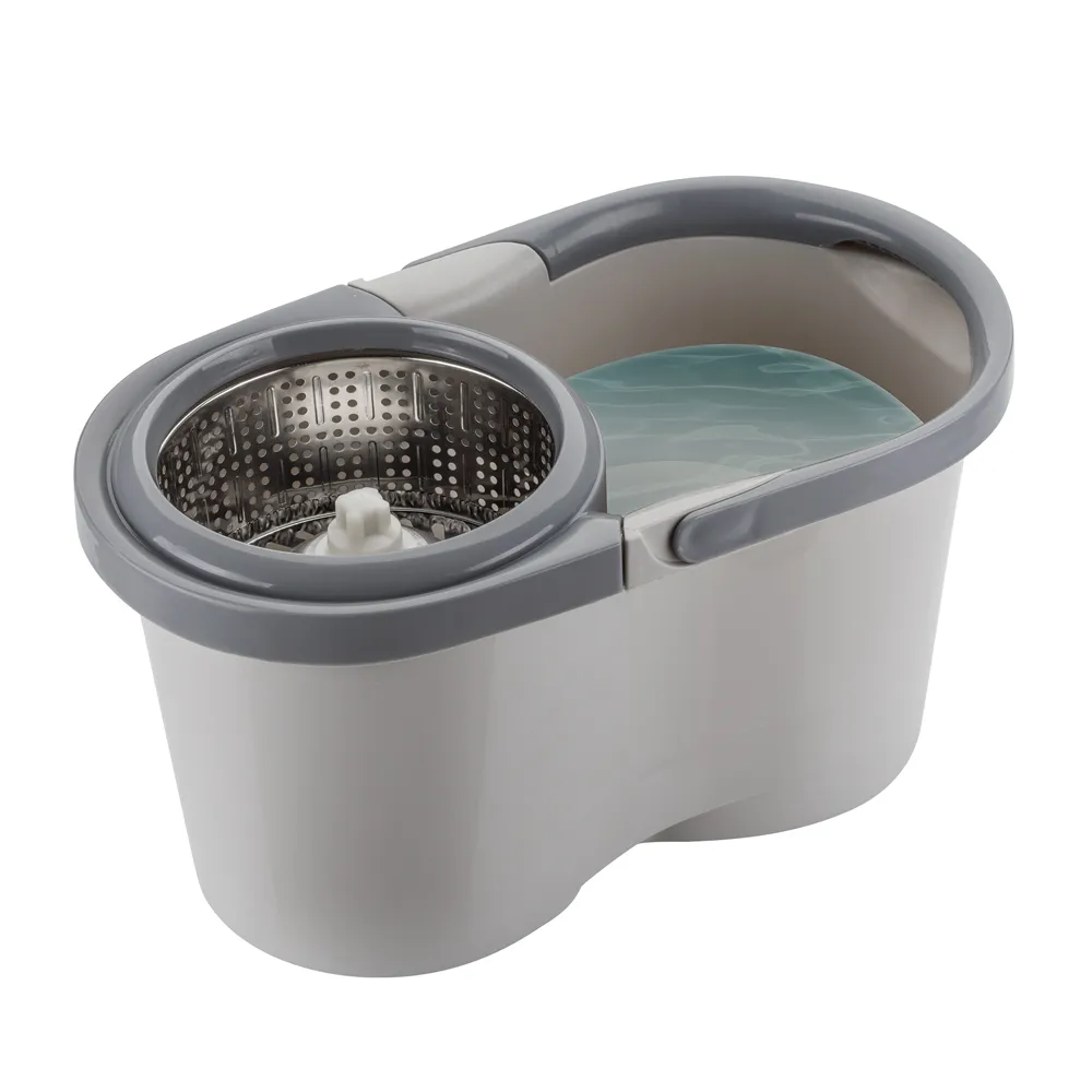 Mop Giratório Menalux com Cesto Inox e Refil Extra de Microfibra