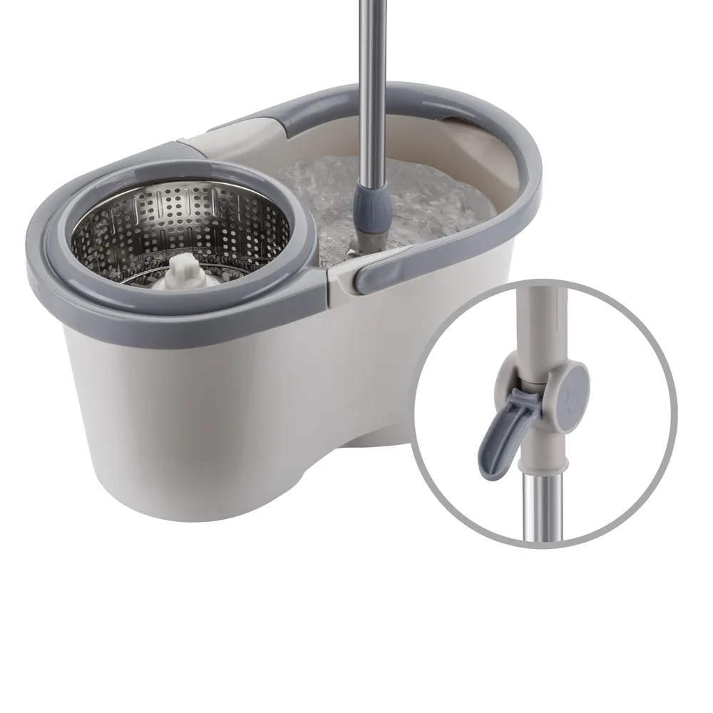 Mop Giratório Menalux com Cesto Inox e Refil Extra de Microfibra