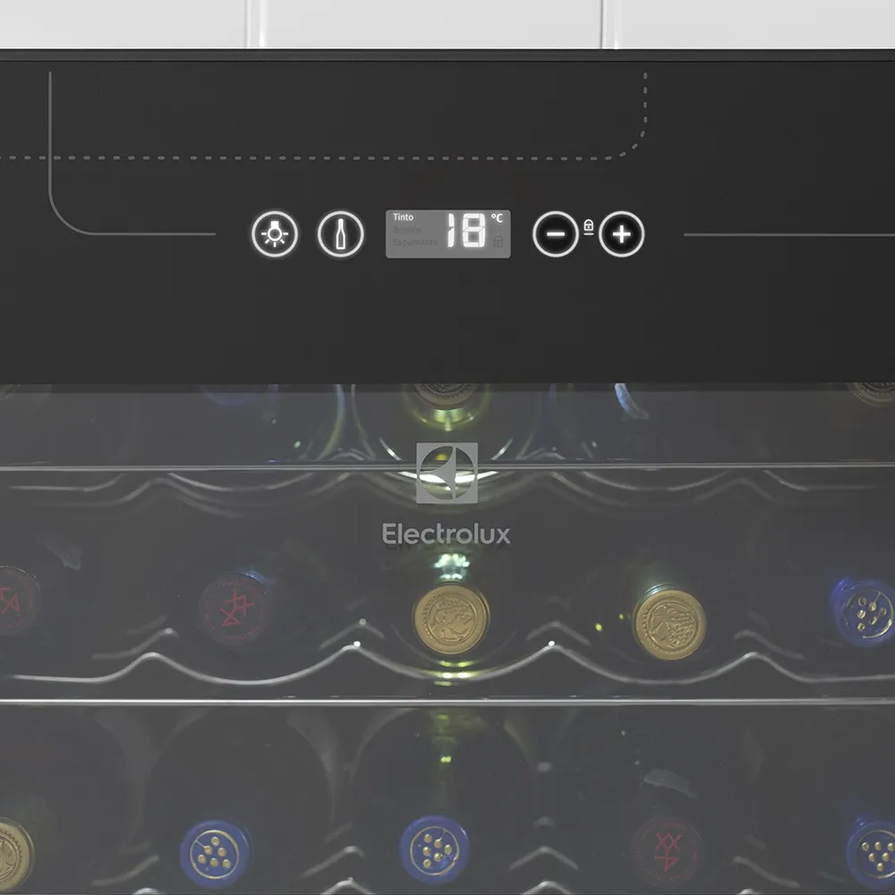 Adega de Vinho Climatizada Electrolux 34 Garrafas Uma Porta Com Acabamento Em Inox (ACS34)