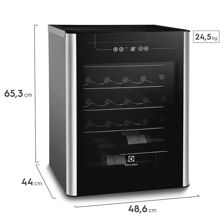 Adega de Vinho Climatizada Electrolux 24 Garrafas Uma Porta Com Acabamento Em Inox (ACS24)