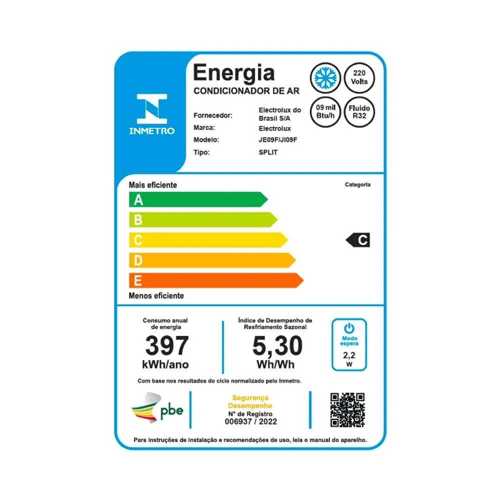 Ar-Condicionado Split Electrolux Inverter 9.000 BTUs Color Adapt Frio (JI09F/JE09F)
